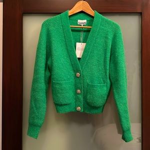 Ganni Crystal embellished knit cardigan